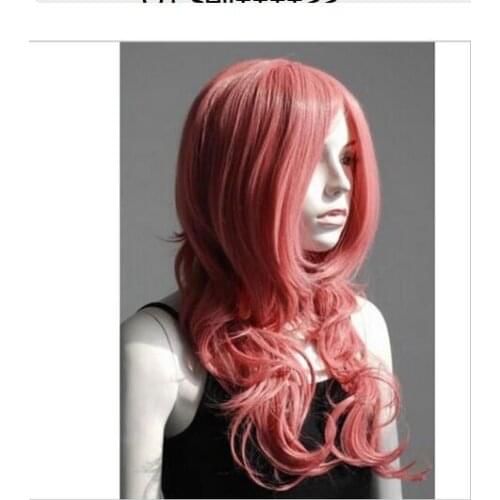 Suyushun33138HOT sell++++>>New Fashion Pretty w/ Bangs Dark pink Long Wavy cosplay wig