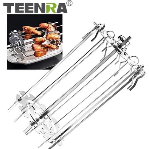 TEENRA BBQ Roaster Barbecue Kebab Maker Meat Skewer Machine BBQ Grill Kitchen Air Fryer Accessories