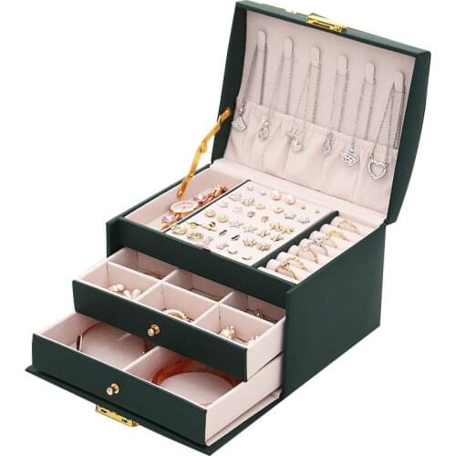 BLOONG New Color 3 Layers Jewelry Organizer Box Exquisite Women Girls Gift Display Holder Earring Ring Necklace Storage Case