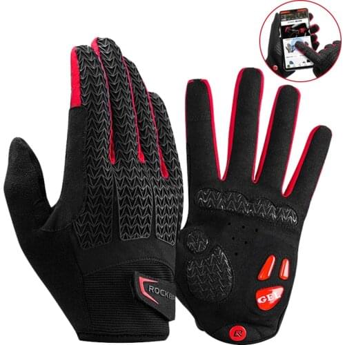 ROCKBROS Bicycle Gloves Touch Screen Cycling Gloves Men Women Full Finger Glove Anti-slip Bike Motorcycle Riding Gloves Warm