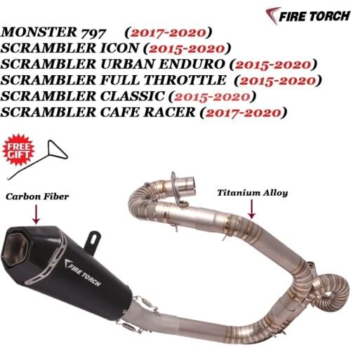 Slip On For DUCATI Scrambler 800 MONSTER 797 Motorcycle Exhaust System Modified Escape Titanium Alloy Link Pipe 51MM Muffler