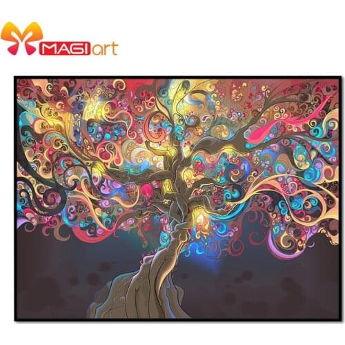Cross stitch kits Embroidery needlework sets 11CT water soluble canvas patterns 14CT Cartoon Style Magic Tree-NCMC008