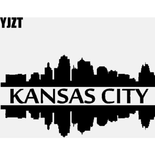 YJZT 15CM*8.1CM KANSAS CITY Skyline Building Vinyl Car Sticker Decals Black/Silver C3-1808