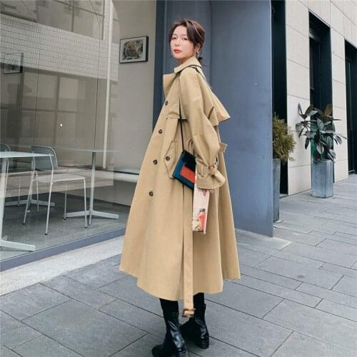 Windbreaker Womens Mid-length 2020 Spring and Autumn New Korean Loose Temperament All-match Khaki Coat For Women Trench K1004