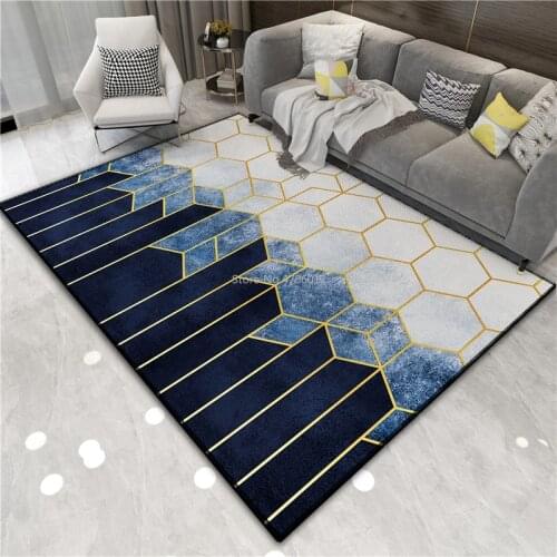 Golden Diamond Velvet Carpet Indoor Square Irregular Geometric Splicing Mat Printing Coffee Table Living Room Mat