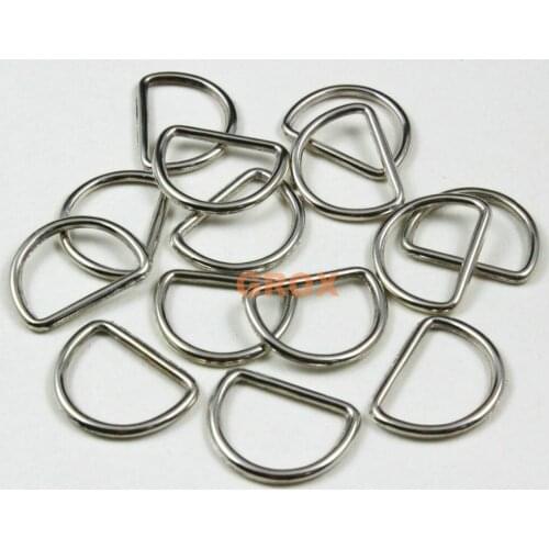 100 Pieces 17.5mm Nickel Color Welded Metal D Ring Purse Bag Dee Ring