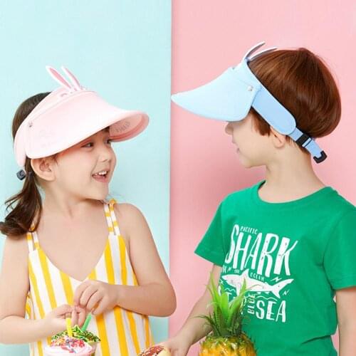 2020 new Summer Womens Outdoor Sport Cute Rabbit Kids 360 Rotating Visor Cap Adjustable Empty Top Sun Protection Hat