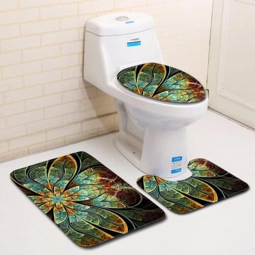 3pcs/set Vintage Cartoon Print Anti-slip Bathroom Floor Mat Home Decor Shower Non-Slip Rug Bath Door Mats