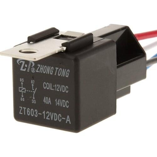 5Pcs Car Truck Auto 12V 40A SPST Relay Relays 4 Pin 4P & Socket 4 Wires