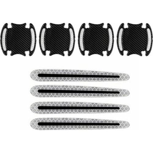 8pcs PVC Car Door Handle Bowl Sticker Anti Scratch Protective Film Reflective Warming Sticker Car Styling