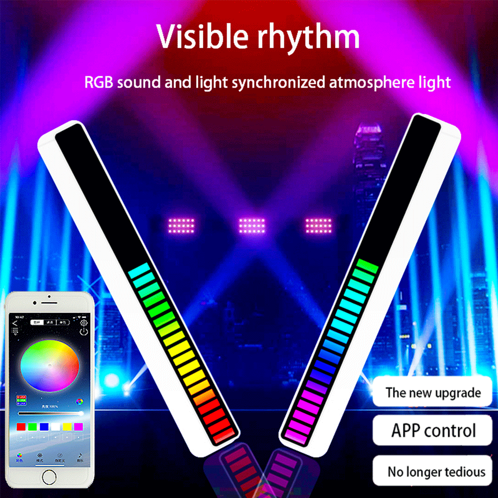 Car Sound Control Light Bluetooth Led Pickup USB Rechargeable Car Music Atmosphere Light 18 Color Mode Adjustable
