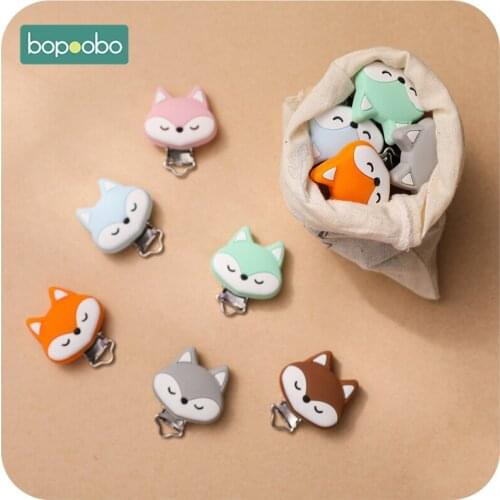 Bopoobo Pacifier Clip 3PCS Silicone Cartoon Fox Metal Pacifier Clip NO BPA Nipple Chain Accessories Safe Baby Accessories