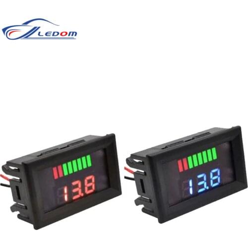 0.56Inch Red Blue LCD Digital Voltmeter 12V 60V 72V Battery Capacity Indicator Lead Acid Power Car Motorcycle Voltage Tester