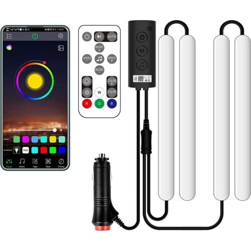 Decorative Lights Car Interior LED Lamp Auto Strip Lights With 2 Lines Waterproof Design App Control DIY With Car Charger