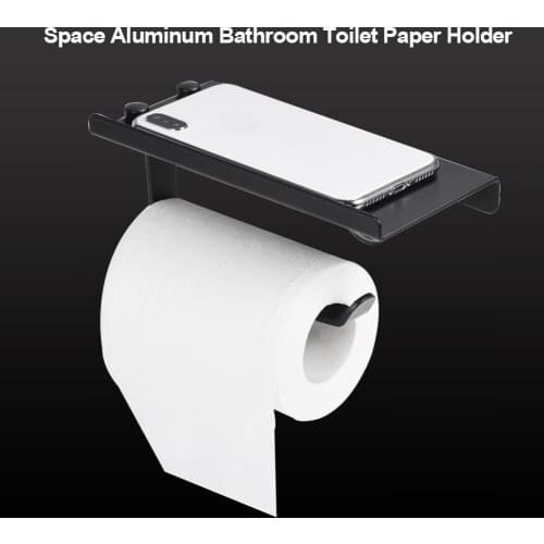 Toilet Paper Holders Space Aluminum Multi-Function Storage Hooks Bathroom Shelves With Ashtray Towel Shelf Phone Holder