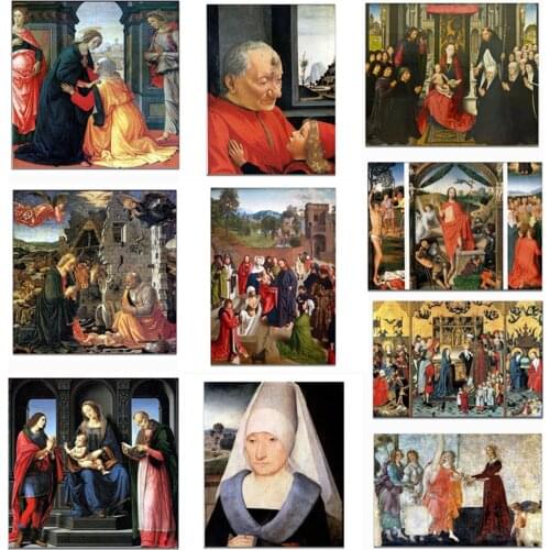Europe Vintage Old Woman Middle Ages Oil Painting Poster Canvas Print Painting Wall Art Living Room Home Decoration