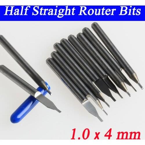 10PCS carbide half straight CNC router cutting bit 1/8 x 1.0 x 4mm engraving tool