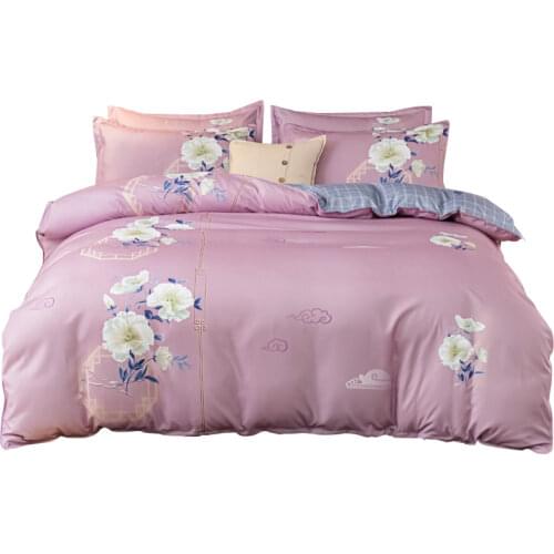 Bedding Set Thickened Four-Piece Set All Cotton Pure Cotton 100 Skin-Friendly Brushed Simple