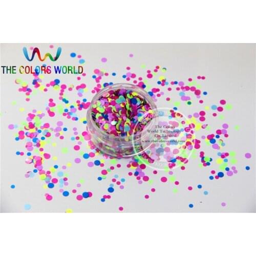 RNG32-97 Mix Colors Solvent Resistant Glitter DOT round Shapes Spangles for Nail Polish Acrylic,DIY supplies1pack=50g