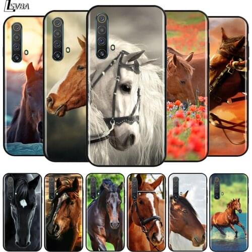 Animal Horse for OPPO Realme V15 X5 X3 X50 X7 X2 C17 C11 C3 C2 7 7i 6 6S 6i 5 Narzo 20 Pro Black Phone Case