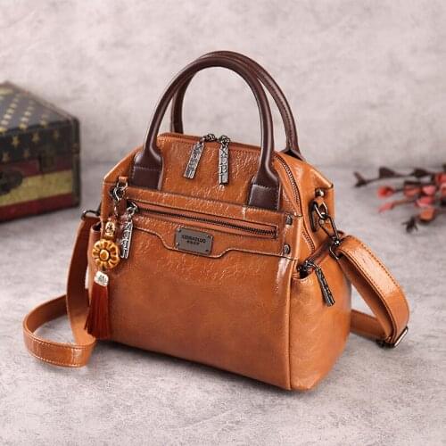 Small Vintage Bags For Women Retro oil wax leather Tote Handbags Woman Messenger Shoulder Satchel Hand Crossbody Luxury Designer