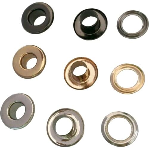 Wholesale 100sets/lot No Sew metal brass eyelets with washer 6mm*12mm small round metal grommets 3color free shipping