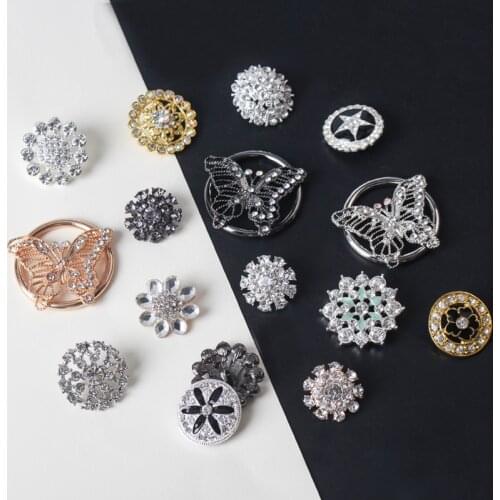 5pcs/lot Buttons Metal Diamonds Button Flatback Plating for Girl Wedding Fur coat Accessories Craft Ribbon Decoration