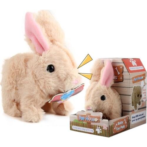 Kawaii Plush Bunny With Cute Bow Scarf Accessories Battery Operated Hopping Rabbit Interactive Toy Gift For Children Boy Girls