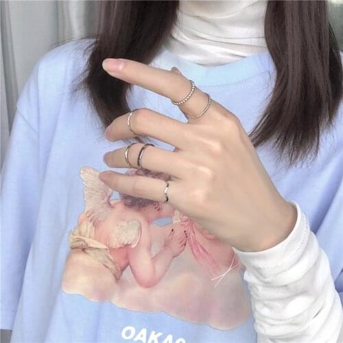 Boho Gold Silver Color Rings Set Wedding Metal Ring Sets For Women Punk Geoemtric Free Size Finger Rings Jewelry Accessories