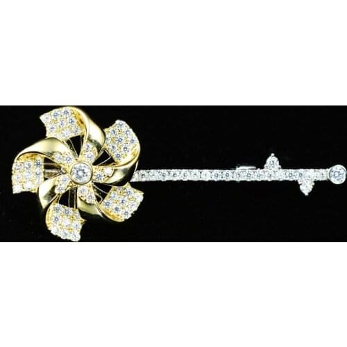 New High-end Zircon Brooch Fashion Mens and Womens Clothing Suit Accessories Spinning Windmill Brooches Jewelry Gift