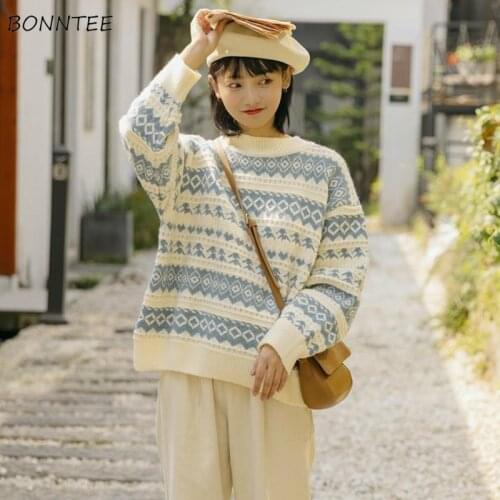 Sweaters Women Loose New Retro Student Sweet Fashion All-match Streetwear Feminino Pullovers Long Sleeve Japanese Style Casual