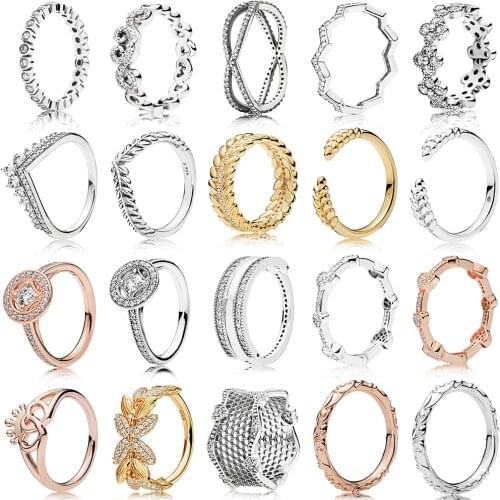 NEW 2019 100% 925 Sterling Silver Rose Gold Shine Circle of Seeds Lace of Love Ring for Europe Women Original Fashion Jewelry