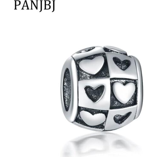 New Alloy Silver Plated Bead Black White Hearts Charm Star Fit Original Bracelet Necklace DIY Women Jewelry