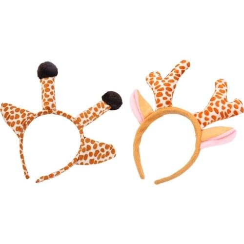K1ME Plush Hair Hoop Fluffy Giraffe Elk Ears Theme Party Performance Headdress Washing Face Headband Cosplay Hair Accessories
