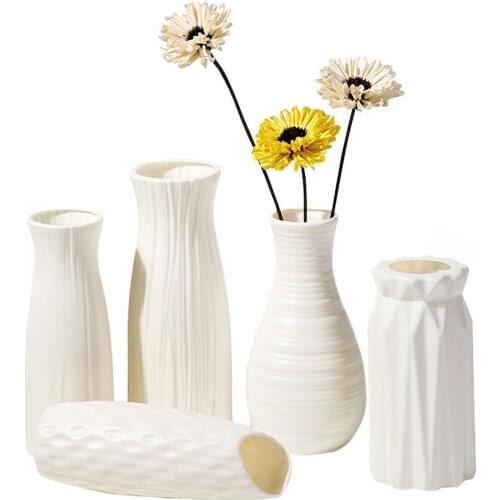 Plastic vase living room modern home decoration decoration creative European simple style small vertical pattern threecolor vase