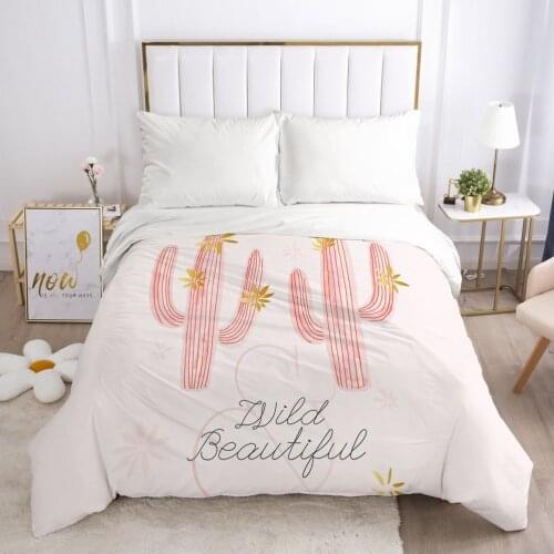 Duvet Cover Comforter/Quilt/Blanket Case Queen/King 3D HD Printed with Zipper 140x200/200x200 Bedding Size Pink cactus