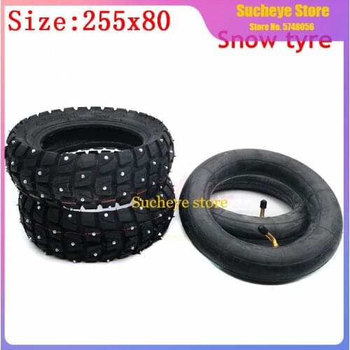 255x80 Ice Snow Muddy Ground Anti Skid Off-road Tire Tube for Electric Scooter Zero 10x Dualtron KuGoo M4 Tyre 10x3 Inch 80/65-6