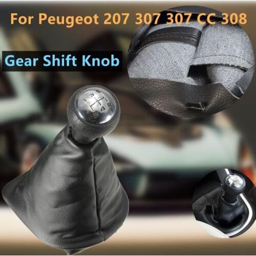 5-Speed Gear Shift Knob With Collars Gear Shift Lever Dust Anti-dust Cover Gear Shift Knob For Peugeot 207 307 CC 308 3008