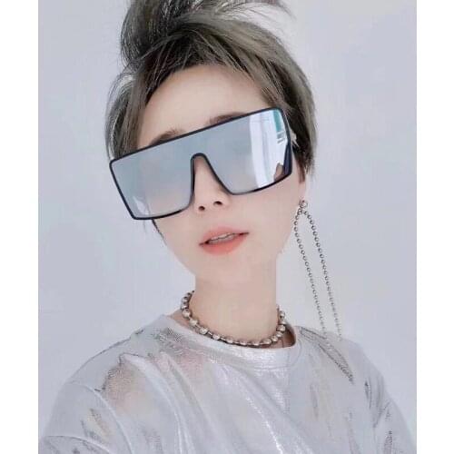 2020 New Oversized Square Sunglasses Women Men One-piece Mirror Big Frame Sun Glasses Fashion Retro Lunette De Soleil Uv400