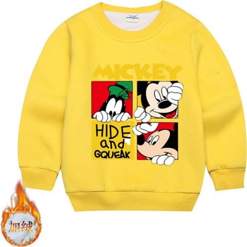 Boys' Round Neck Sweater Autumn and Winter 2021 New Hildrens Cute Cartoon Print Childrens Wear Plush Warm Top Small Children
