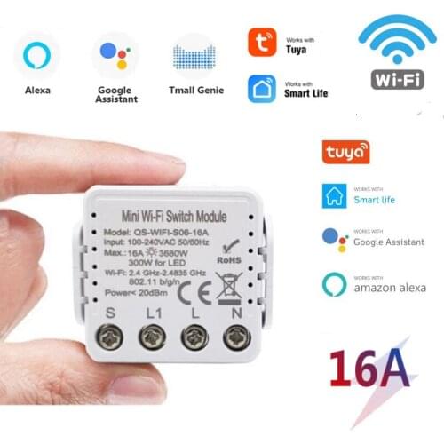 16A Tuya WIFI Smart Light Switch Module DIY Breaker With Timing Function Smart Switch Automation Work With Alexa Google Home