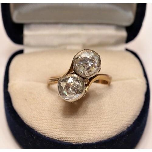 VINTAGE OLD 8K GOLD 1.85 CARAT NATURAL ROSE CUTR DIAMOND DECORATED STRONG RING