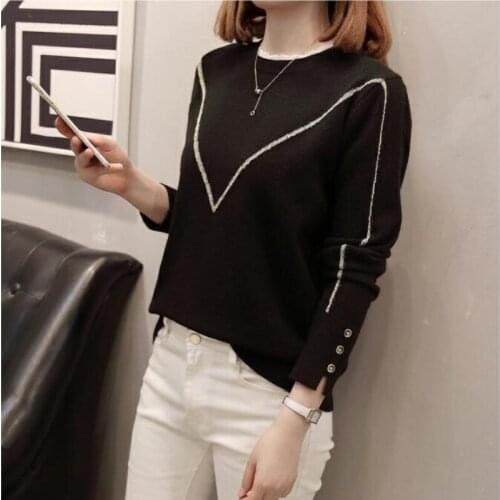 Lace Trim Knitted Sweaters Women 2020 Autumn Winter Jumpers Oversize Ladies Pullover Loose Bead Korean Style Plus Size Knitwear