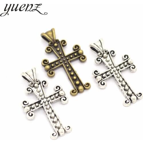 YuenZ 6pcs Antique silver color Charms cross Plated Pendants Jewelry Making DIY Handmade Craft 32*29mm T10