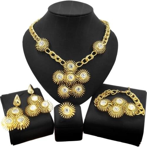Yulaili Classic Round Large Flower Hollow Jewelry Set Design and Fashionable African Women Dating Multi-functional Jewelry Sets
