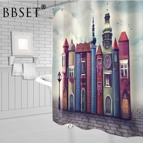 Fantasy House Shower Curtain Fairy Magic Colorful Book Castle Pattern Waterproof Multi-size Cortina De Bano Bathroom Decor