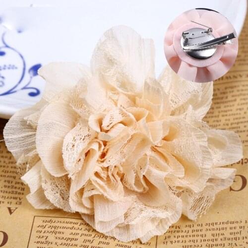 Elegant Dual-purpose Lace Fabric Handmade Flower Women Hair Clips Brooches Lapel Coat Dress Pins Party Birthday Wedding Gifts
