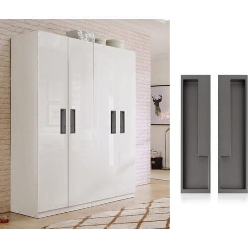 1 pair Hidden Cabinet Handle Pull Sliding Door Handle Slotted Drawer cupboard wardrobe hidden door handles interior doors Pull