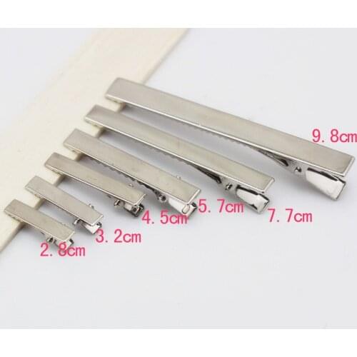 100 PCS Mixed size silver flat metal square clip crocodile clip Barrett bow DIY accessories hair clips 98/77/57/45/32/28mm