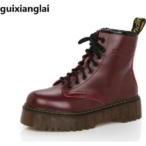 2018 Vintage British Wind College Oxford High Gang thick-bottomed Martin Boots Smuffin Zipper Tie Strap High Barrel Boots Woman